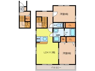 蟹江駅 徒歩15分 2階の物件間取画像